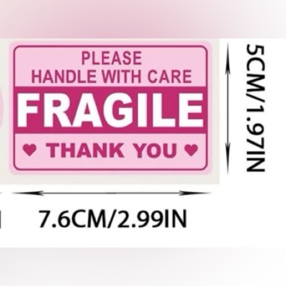 100pc “Fragile” & “Do Not Crush” Stickers, PINK, shipping supplies - Picture 4 of 5